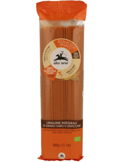 Makaron semolinowy spaghetti z czerwoną soczewicą EKO 500g Alce Nero