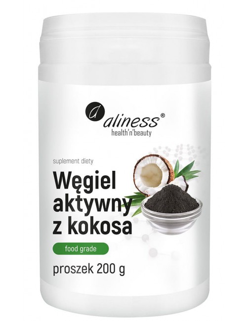 Węgiel aktywny z kokosa proszek 200g Aliness