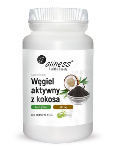 Węgiel aktywny z kokosa 300mg 100kaps Aliness