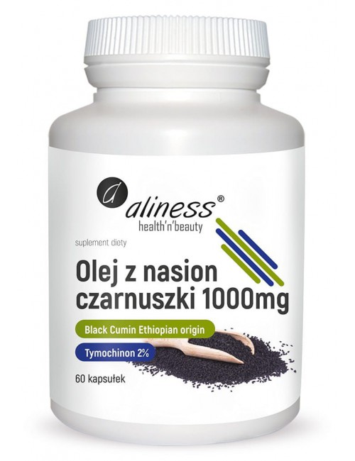 Olej z nasion czarnuszki 2% tymochinon 1000mg 60kaps Aliness