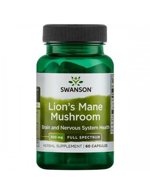 Soplówka Jeżowata (Lion's mane mushroom) 500mg 60kaps Swanson