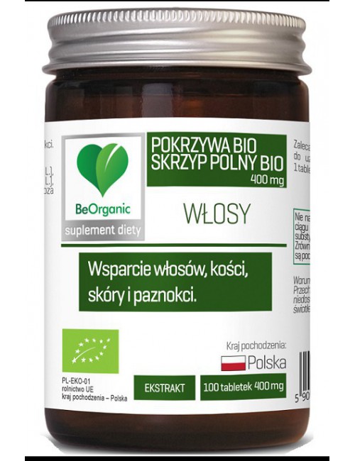 Skrzyp + Pokrzywa 400mg 100tabl BeOrganic