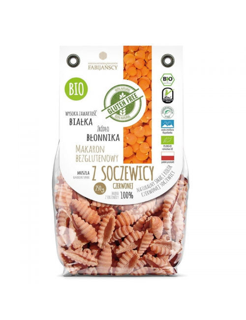 Makaron z soczewicy czerwonej muszla gnocchi BIO 250g Fabijańscy