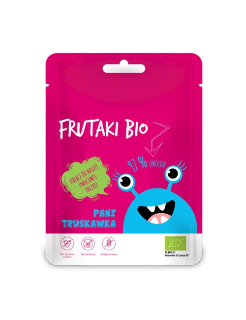 Żelki Pani Truskawka bez cukru bezglutenowe BIO 50g Frutaki