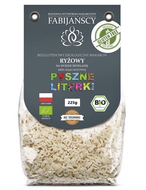 Makaron z ryżu białego - Literki (bezglutenowy) BIO 225g Fabijańscy