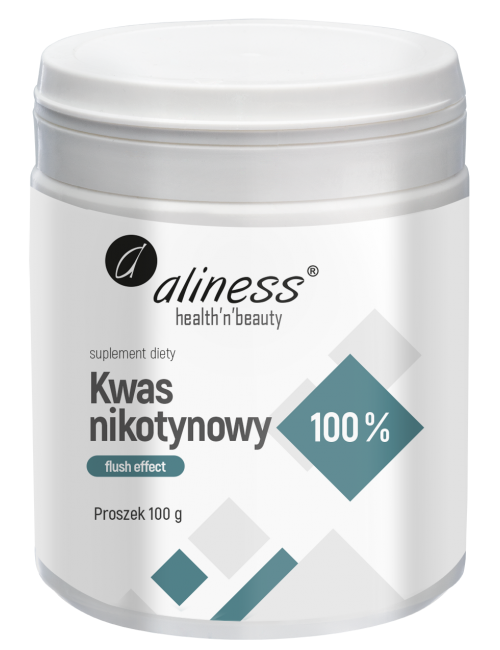 Kwas nikotynowy proszek 100% flush effect 100g Aliness