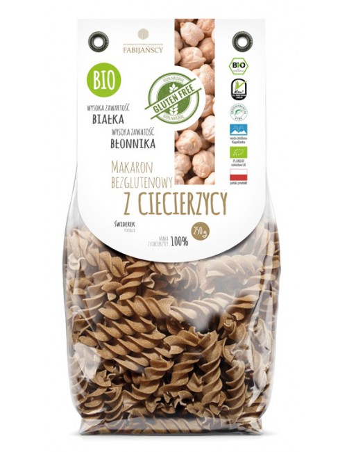 Makaron z ciecierzycy świderki bezglutenowy EKO 250g Fabijańscy