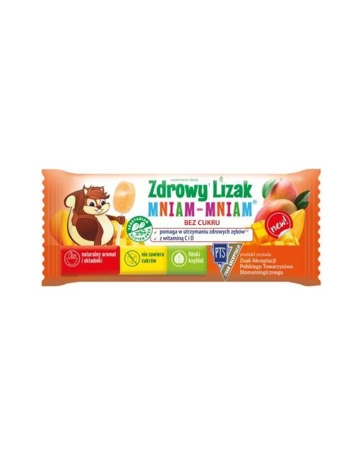 LIZAK O SMAKU MANGO Z WITAMINĄ D I C BEZGLUTENOWY 6 g - MNIAM MNIAM STARPHARMA