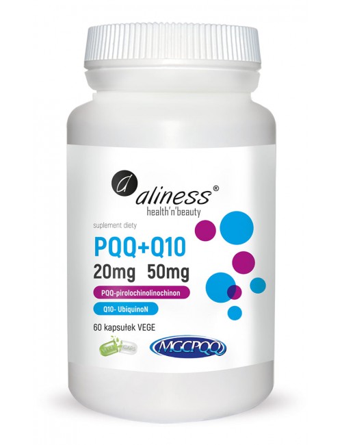 Pirolochinolinochinon PQQ 20mg z ubiquinonem naturalnym koenzymem Q10 50mg 60kaps Aliness