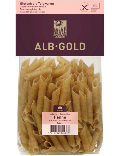 Makaron ryżowy razowy penne bez glutenu BIO 250g ALBGOLD