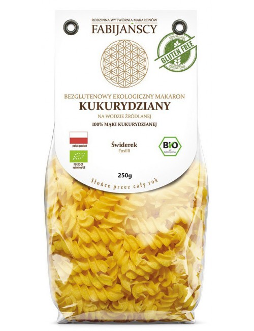 Makaron kukurydziany świderki Fusilli bez glutenu BIO 250g Fabijańscy