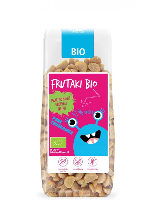 Żelki Pani truskawka bez cukru bezglutenowe BIO 100g Frutaki