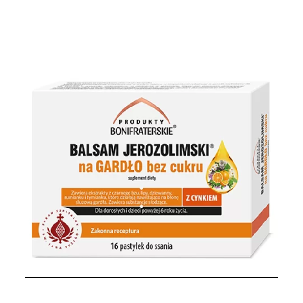 Balsam Jerozolimski na gardło 16 pastylek Produkty Bonifraterskie