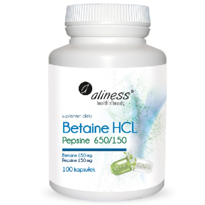 Betaina HCL + Pepsyna 650/150mg 100kaps Aliness