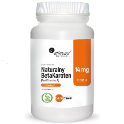 Beta Karoten naturalny (prowitamina A) 14mg 100kaps vege Aliness