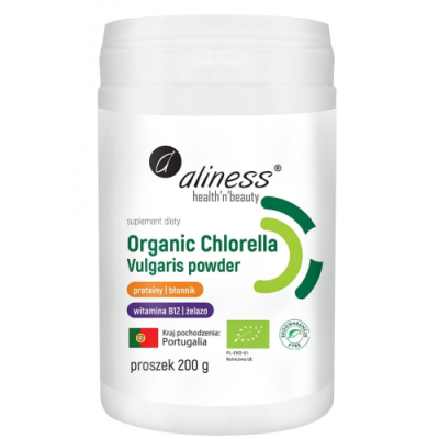 Chlorella Organic Vulgaris proszek 200g Aliness