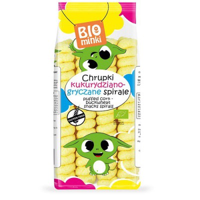 Chrupki kukurydziano-gryczane spirale bez glutenu BIO 60g Biominki