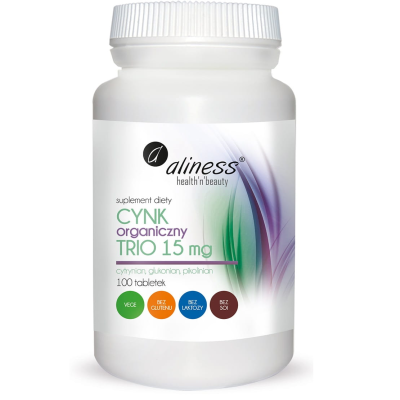 Cynk organiczny TRIO 15mg 100tabl Aliness