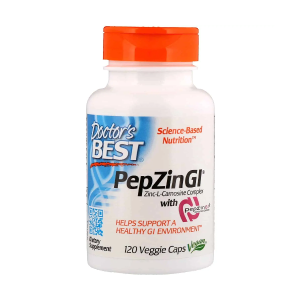 DOCTOR'S BEST PepZin GI (Cynk i L-Karnozyna - Wsparcie Trawienia) 120 kapsułek wegetariańskich