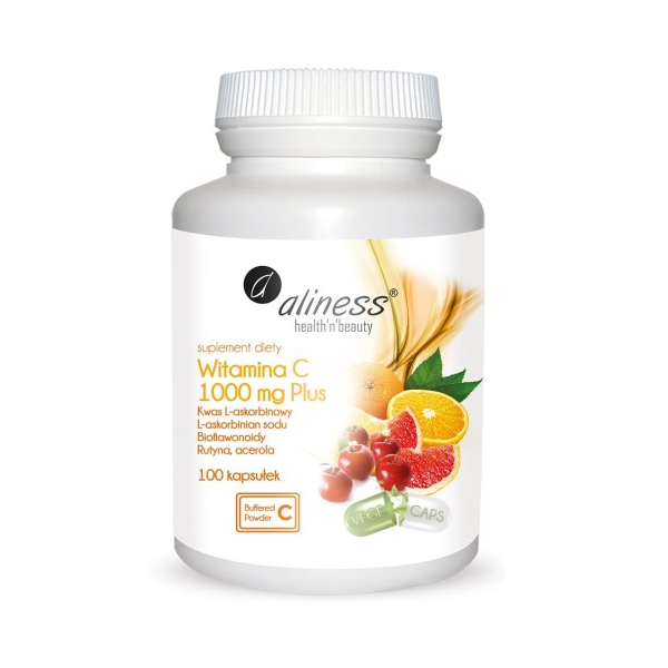 Witamina C 1000mg PLUS bioflawonoidy, rutyna, acerola 100kaps Aliness