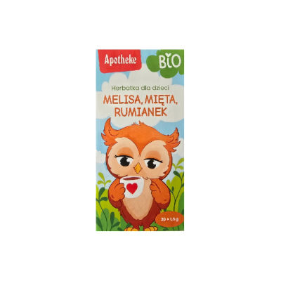 HERBATKA DLA DZIECI - MELISA, MIĘTA I RUMIANEK PO 6 MIESIĄCU BIO (20 x 1,5 g) 30 g - APOTHEKE HERBATKA DLA DZIECI - MELISA, MIĘTA I RUMIANEK PO 6 MIESIĄCU BIO (20 x 1,5 g) 30 g - APOTHEKE