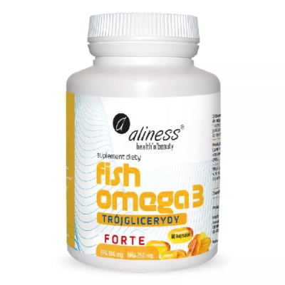 Fish Omega 3 FORTE Trójglicerydy 500/250mg 60kaps Aliness Fish Omega 3 FORTE Trójglicerydy 500/250mg 60kaps Aliness