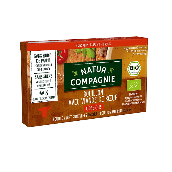 BULION - KOSTKI WOŁOWE BEZ DODATKU CUKRÓW BIO (8 x 12 g) 96 g - NATUR COMPAGNIE