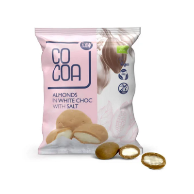 MIGDAŁY W BIAŁEJ POLEWIE Z SOLĄ BIO 70 g - COCOA