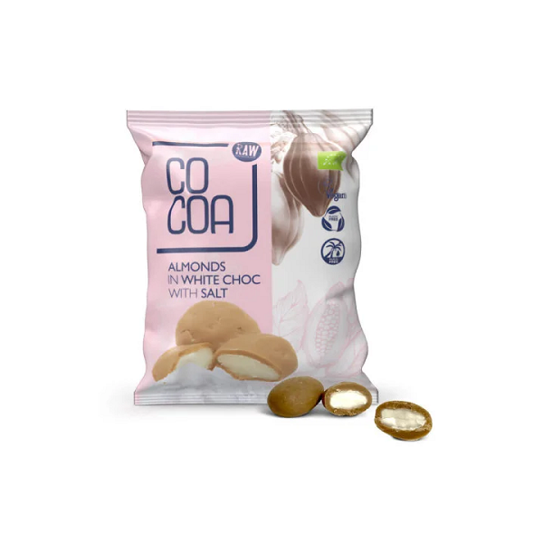 MIGDAŁY W BIAŁEJ POLEWIE Z SOLĄ BIO 70 g - COCOA