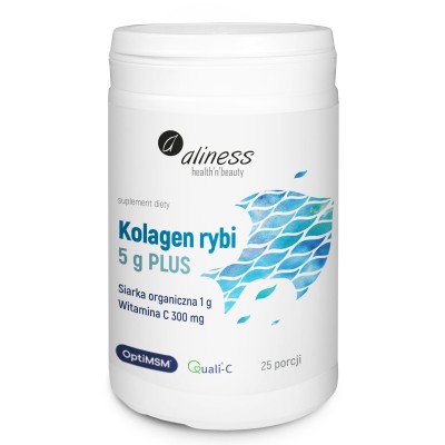 Kolagen rybi 5 g PLUS siarka OptiMSM, wit C x 25 porcji, proszek 157,5 g