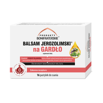 Balsam Jerozolimski na gardło 16 pastylek do ssania Produkty Bonifraterskie