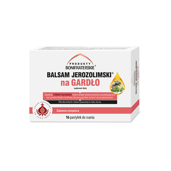 Balsam Jerozolimski na gardło 16 pastylek do ssania Produkty Bonifraterskie
