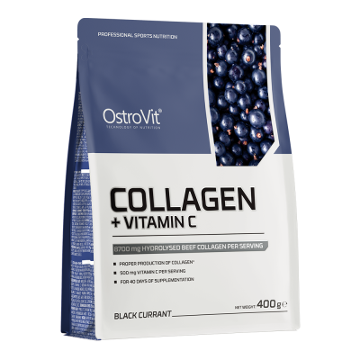 Collagen + Vitamin C 400 g kolagen wołowy czarna porzeczka OstroVit