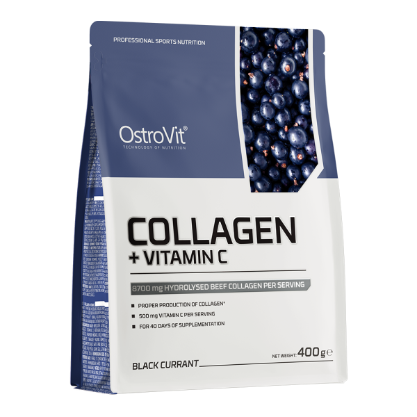 Collagen + Vitamin C 400 g kolagen wołowy czarna porzeczka OstroVit