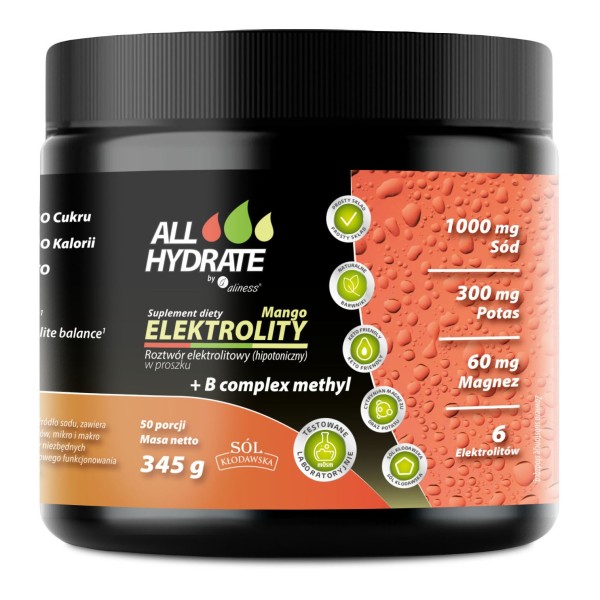 Elektrolity Mango+Bcomplex 435g AllHydrate 50 porcji