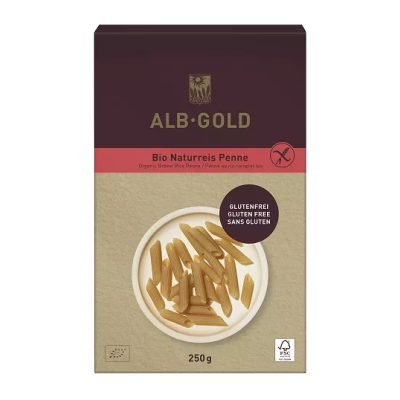 Makaron ryżowy razowy penne bez glutenu BIO 250g ALBGOLD