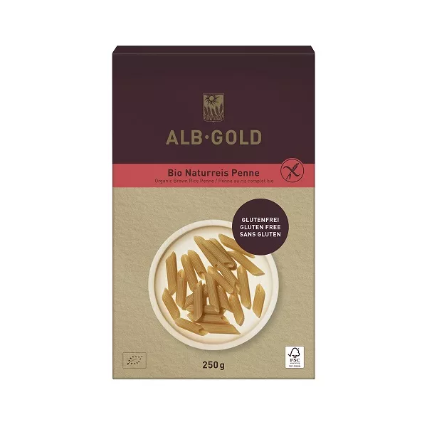Makaron ryżowy razowy penne bez glutenu BIO 250g ALBGOLD