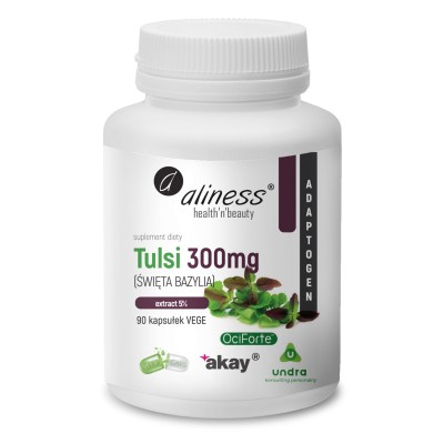 Tulsi (święta bazylia) extract 5% 300mg 90kaps Aliness