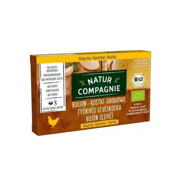 Bulion kostki drobiowe bez dodatku cukru BIO 8 x 11g 88g Natur Compagnie
