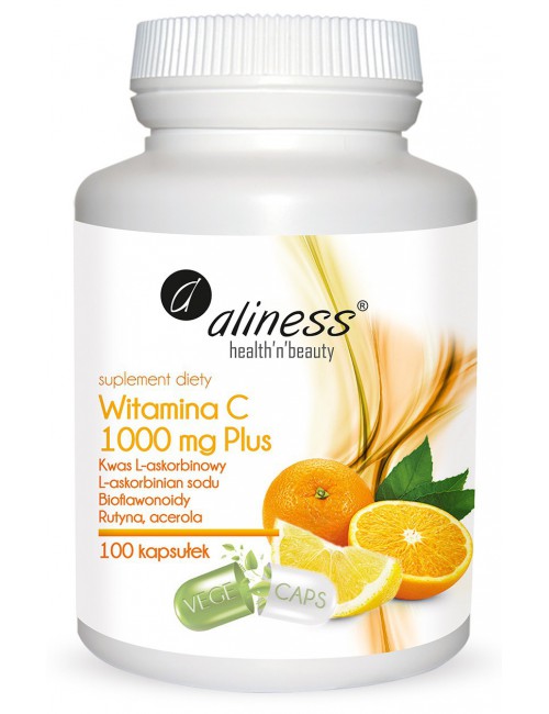 Witamina C 1000mg PLUS bioflawonoidy, rutyna, acerola 100kaps Aliness