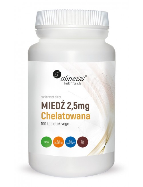 Miedź chelatowana 2,5mg 100tabl Aliness