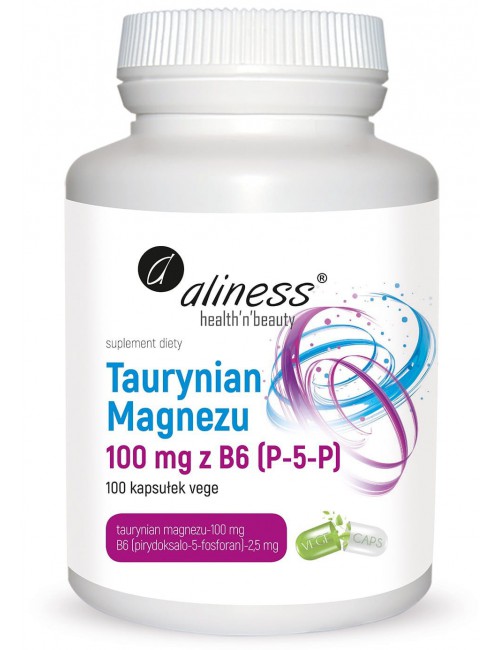 Magnez Taurynian 100mg z B6 (P-5-P) 100kaps Aliness